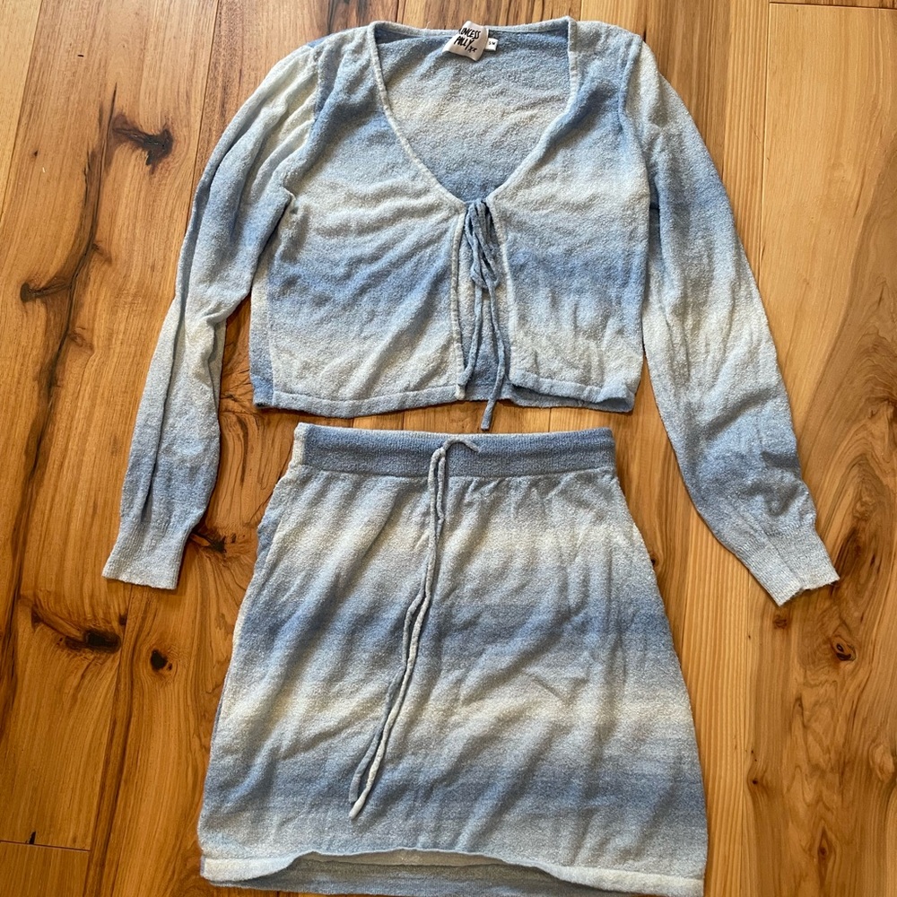 Princess Polly S/M blue skirt set terry cloth